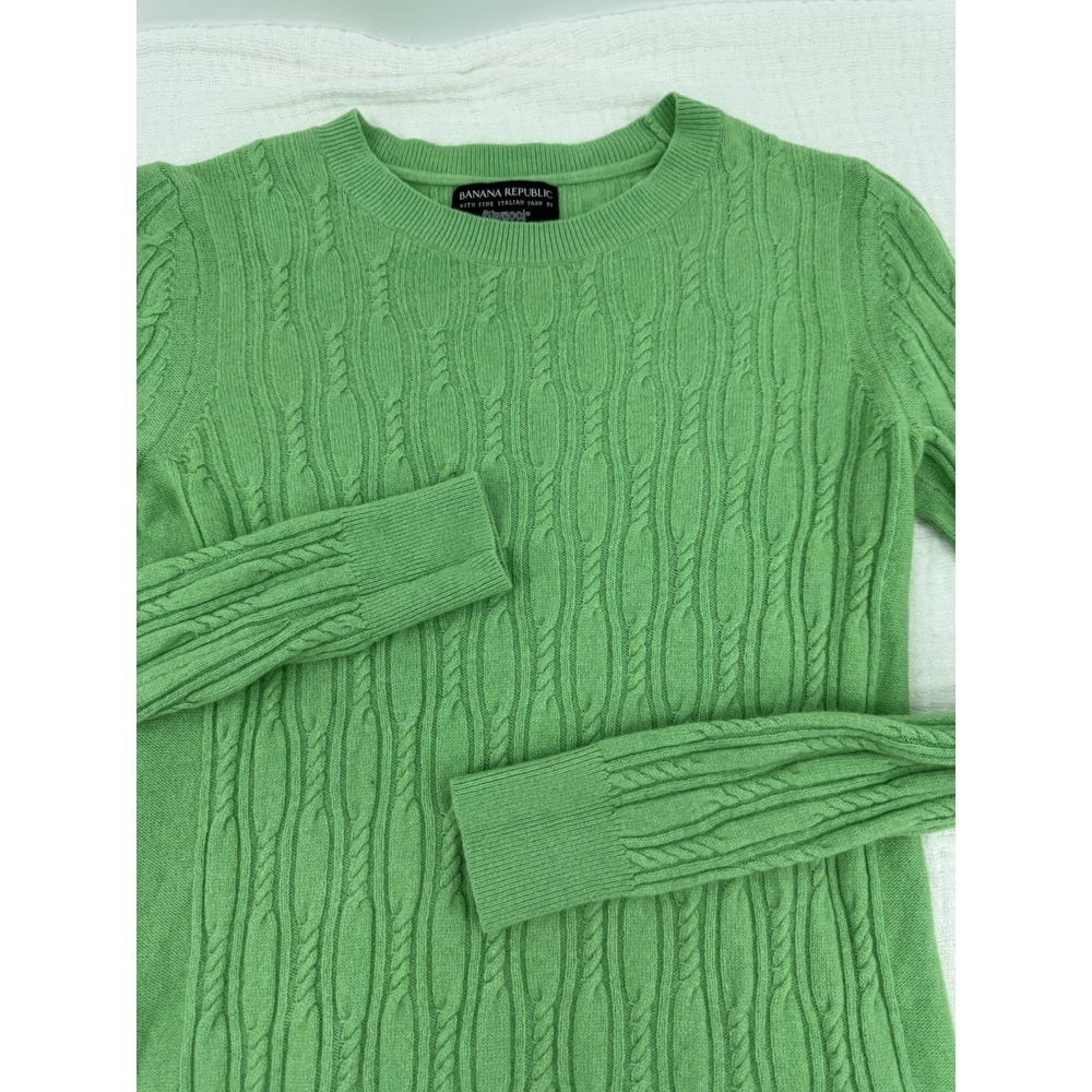 Banana Republic‎ Cable Knit Sweater Filpucci Italian Yarn Pullover Chartreuse S
